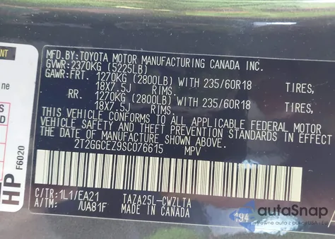 2025 Lexus Nx 350 Premium z USA, uszkodzony, nr VIN 2T2GGCEZ9SC076615